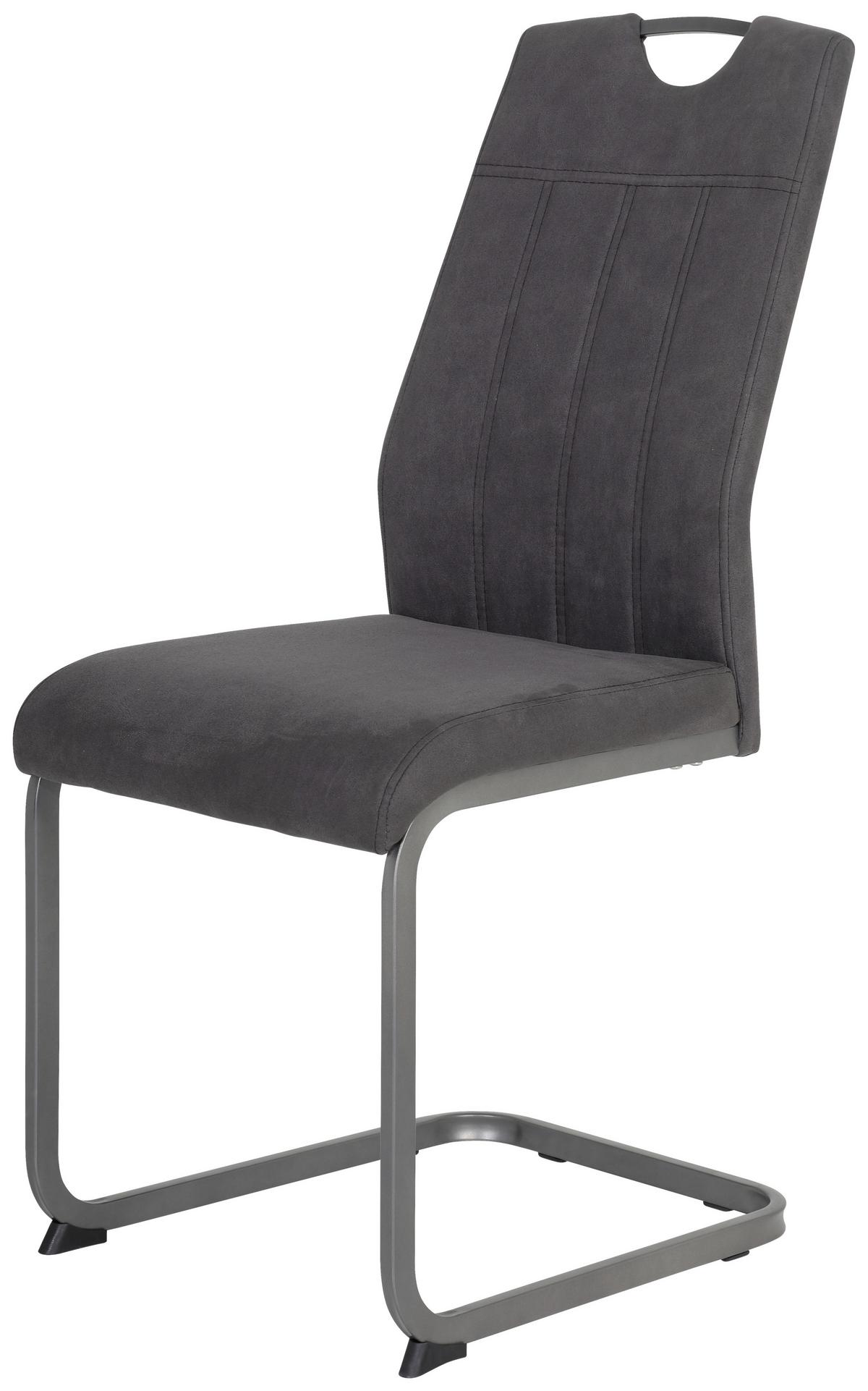Schwingstuhl Christina Ii Lederlook Anthrazit Gepolstert - Anthrazit/Grau, KONVENTIONELL, Textil/Metall (43/98/58cm)