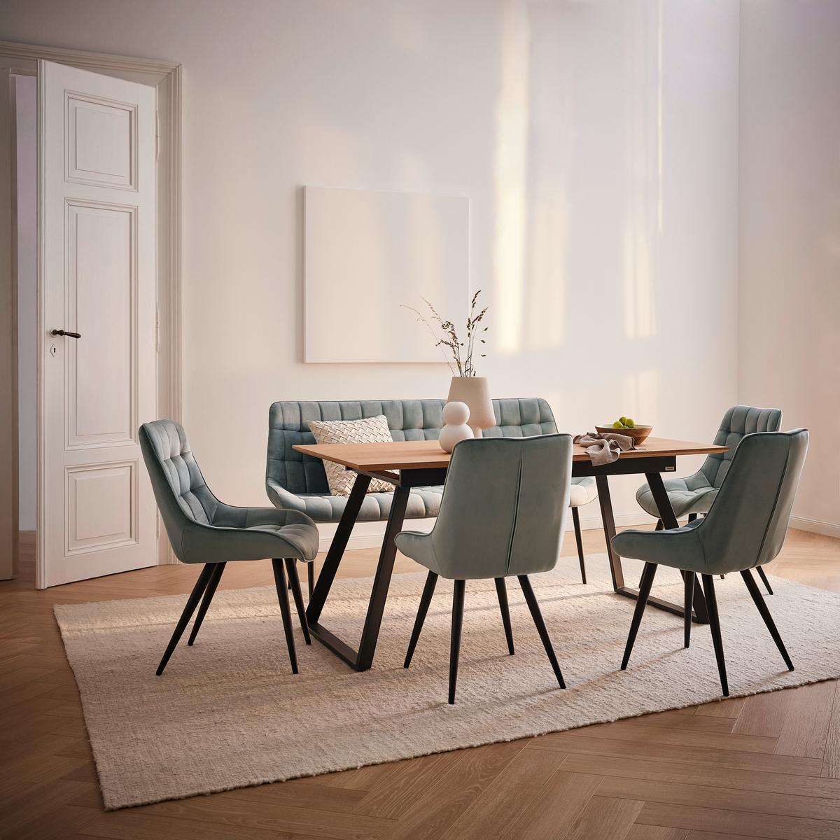 Schalenstuhl Marion Grau Samt Gepolstert - Schwarz/Grau, MODERN, Textil/Metall (53,5/90/62cm) - MID.YOU