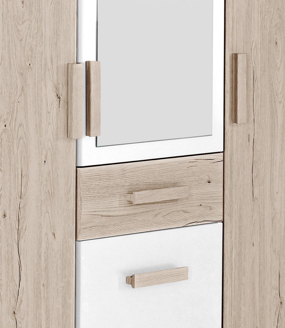 Šatníková skriňa CARIBA 135cm - biela/farba duba, Design, kompozitné drevo/plast (135/199/58cm) - MID.YOU