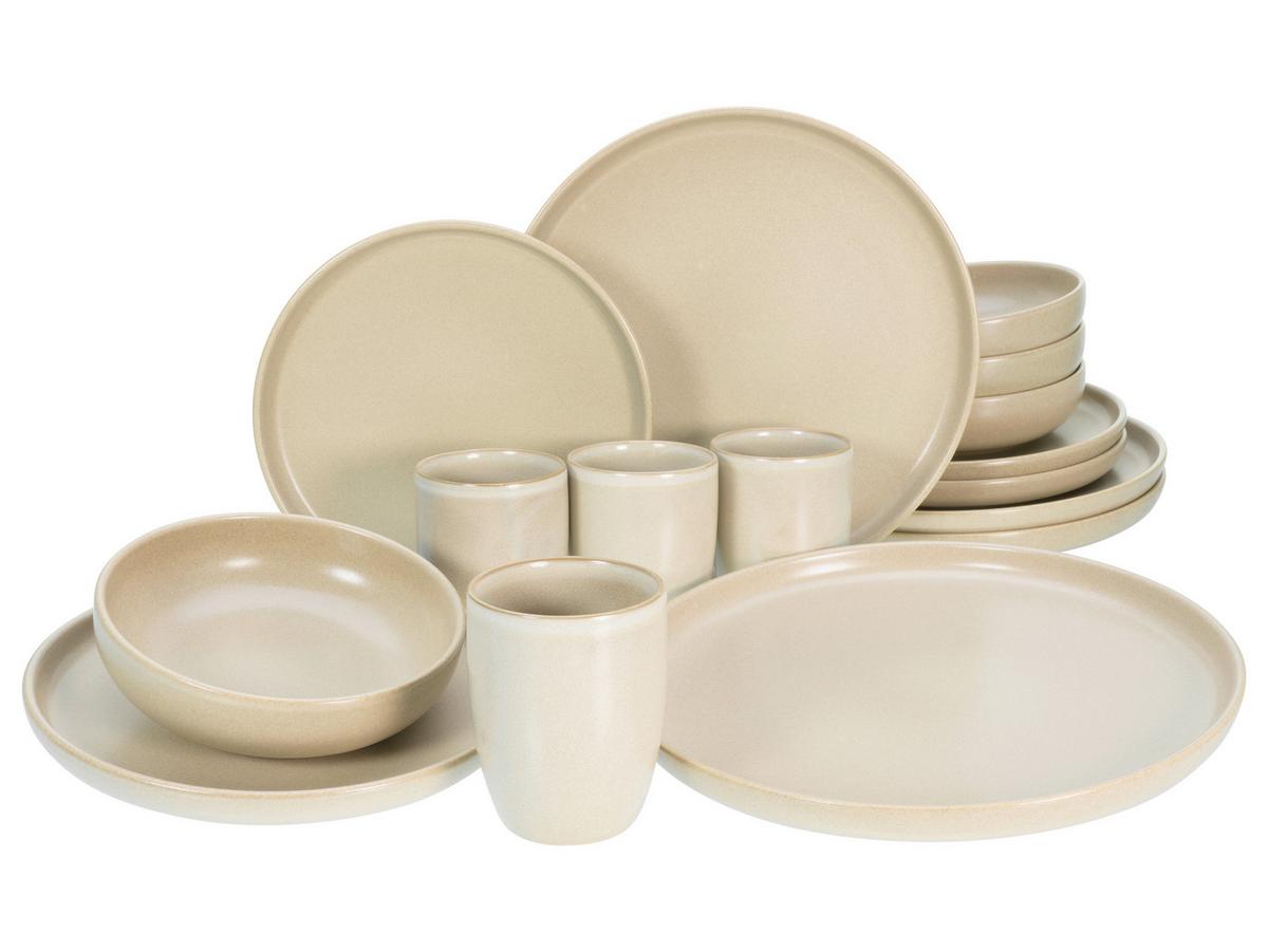 Kombiservice Uno Keramik 4 Personen Geschirr Set - Sandfarben, Trend, Keramik (40,5/37/49,5cm) - Creatable