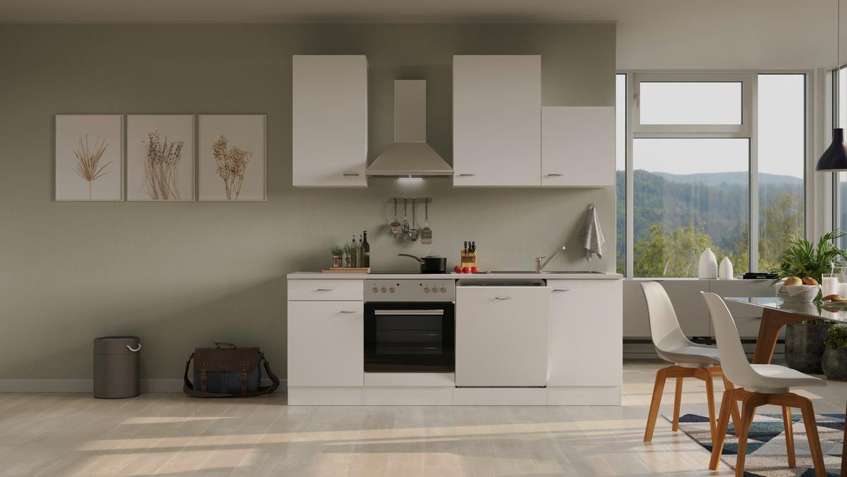 Küchenblock Wito G-220-1701-016 - Hellgrau/Weiß, MODERN, Holzwerkstoff (220cm) - FlexWell