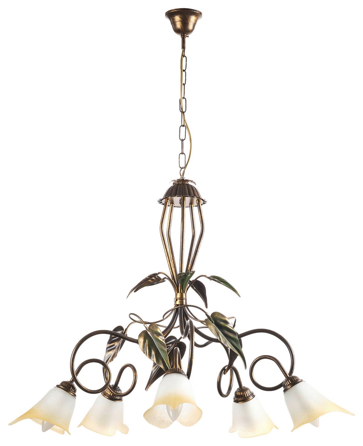 KRONLEUCHTER 4620/5 MIRANDA - Bronzefarben/Olivgrün, KONVENTIONELL, Glas/Metall (90/130cm)