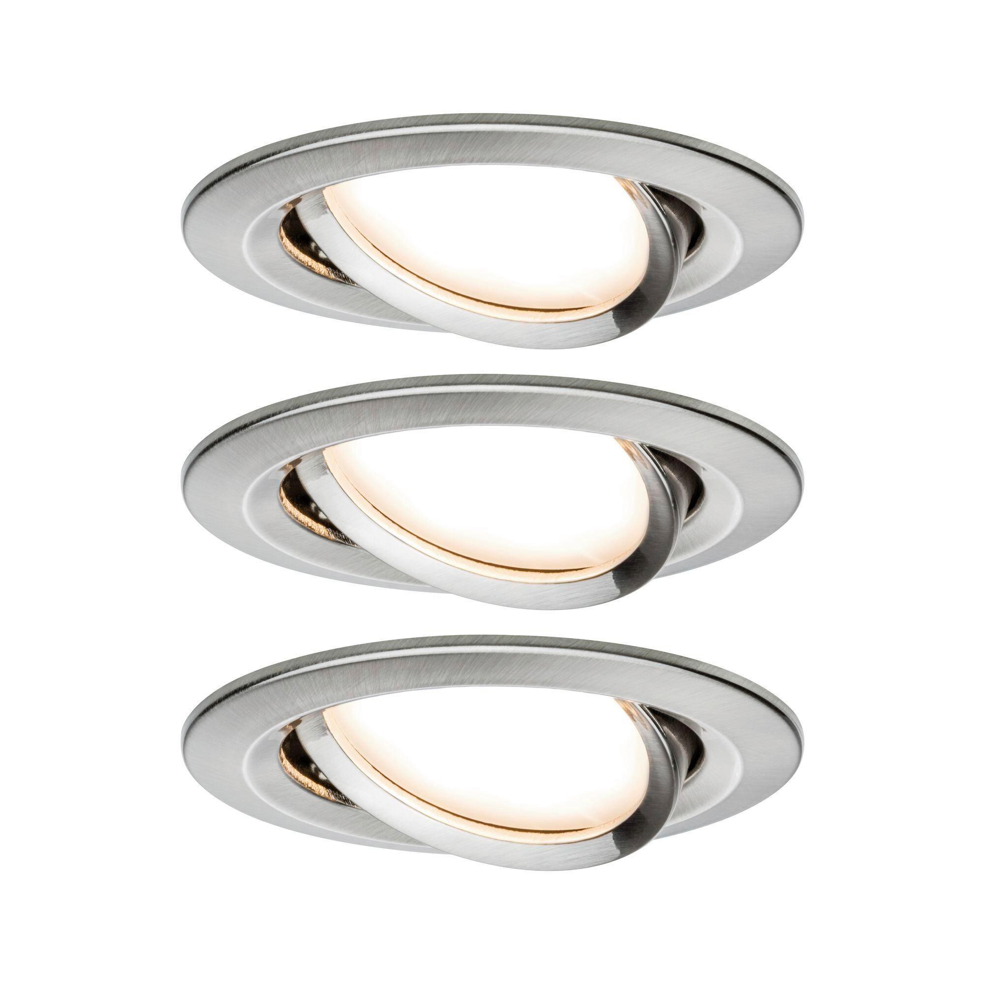 Led-deckenleuchte 3er-set Ø 8,4 Cm, 3-Flammig, Rund - Alufarben, Basics, Metall (8,4cm) - Paulmann