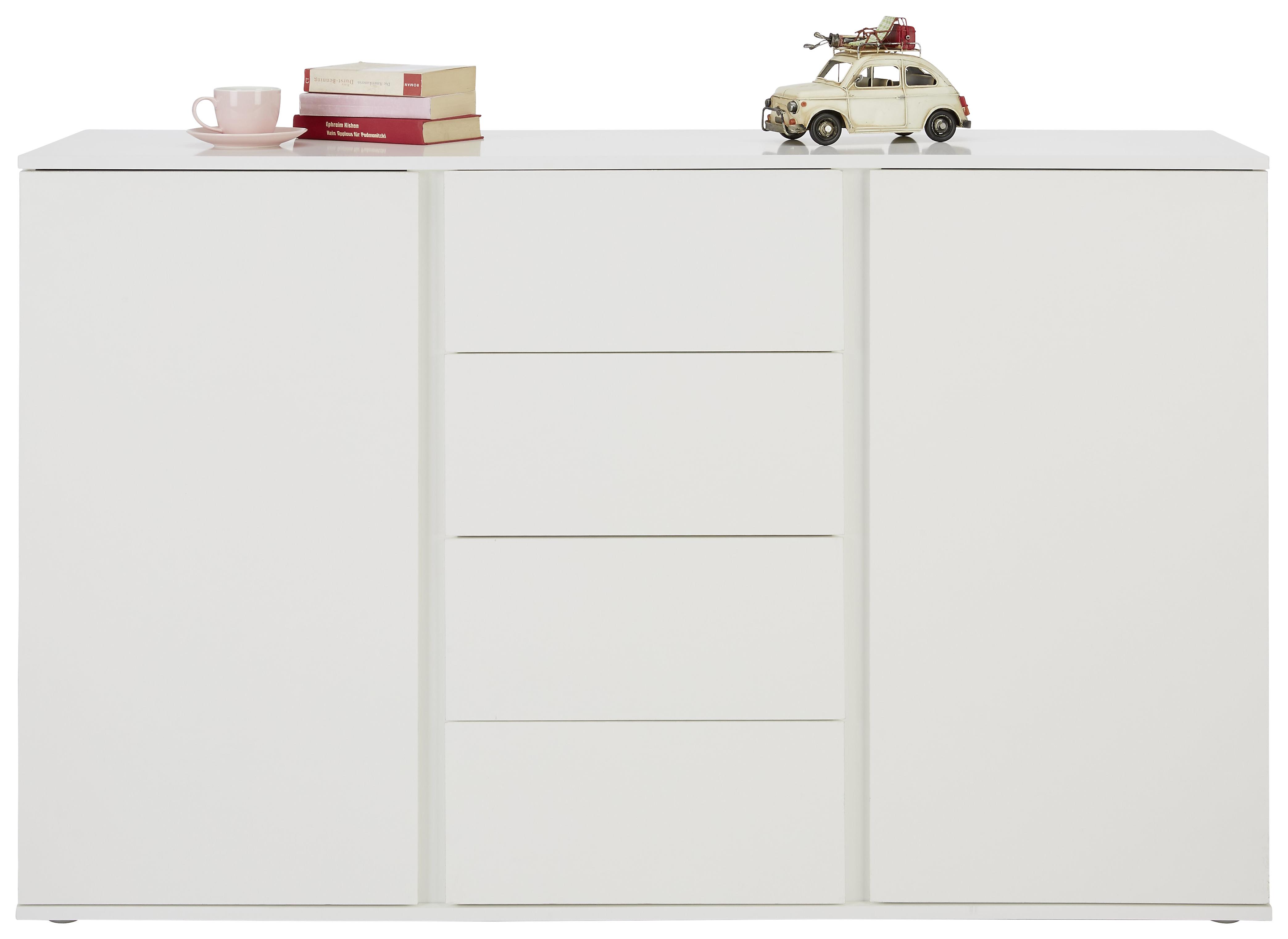 Příborník/komoda Bianco - bílá/šedá, Moderní, kompozitní dřevo/plast (150/95/43cm) - Modern Living