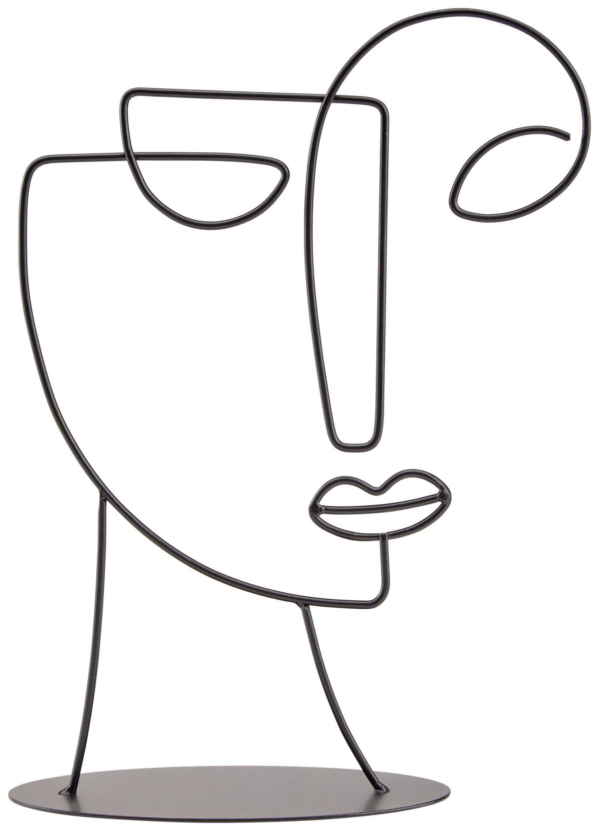 Dekofigur Gesicht H: 25 cm für Indoor - Schwarz, MODERN, Metall (18/25/7cm) - Luca Bessoni