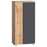 Midischrank Varese B: 65 Cm Grau/eiche Wotan - Eiche Wotan/Grau, MODERN, Holzwerkstoff (65/130/35cm) - Held
