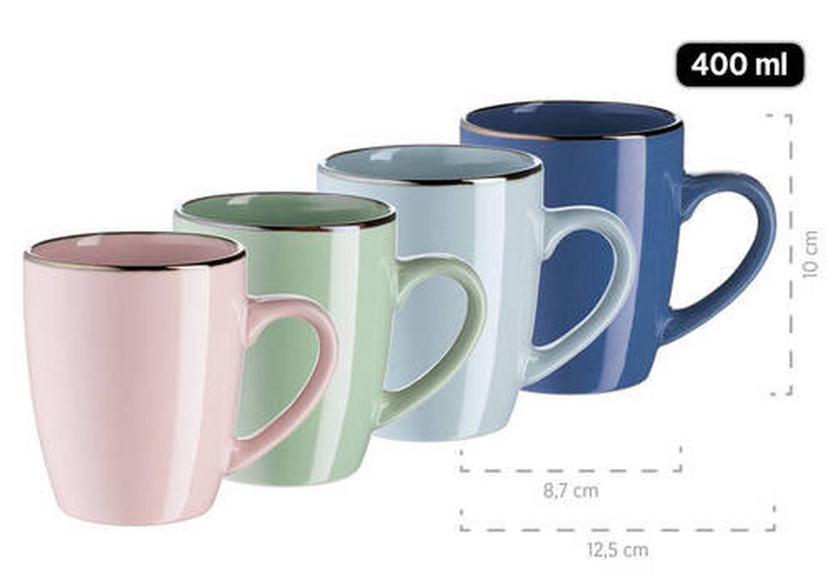 Kombiservice Metallic Rim 4 Personen Geschirr Set - Rosa/Dunkelblau, Basics, Keramik (33/31,7/32,5cm) - Mäser