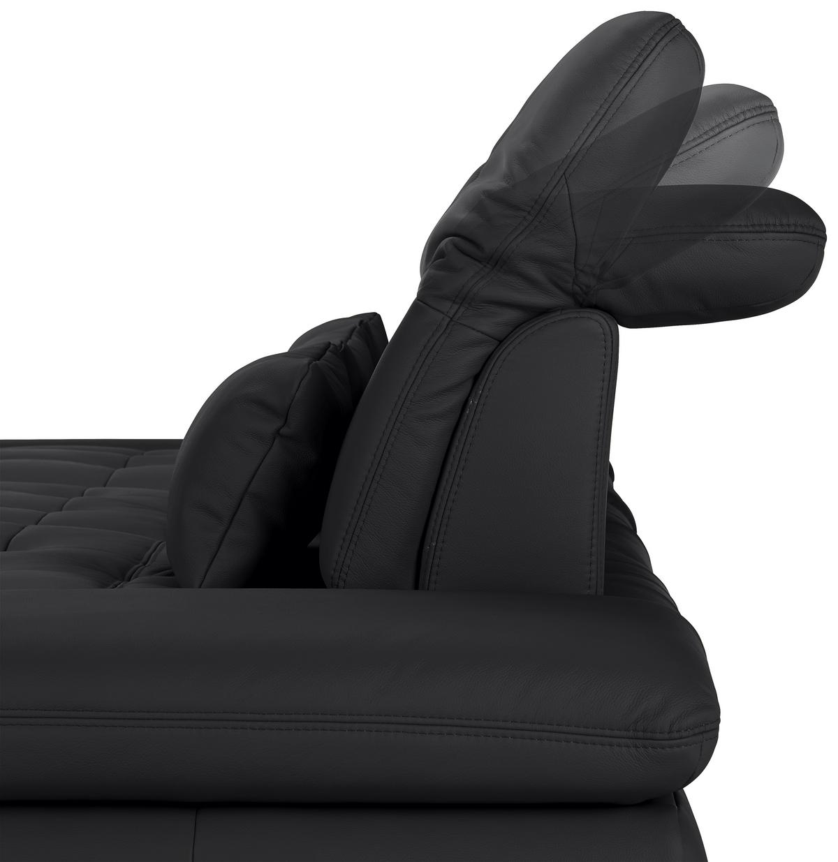 Rohová sedačka SANFINO, ľavá, čierna pravá koža - čierna/chrómová, Konventionell, kov/koža (199/305cm) - Premium Living