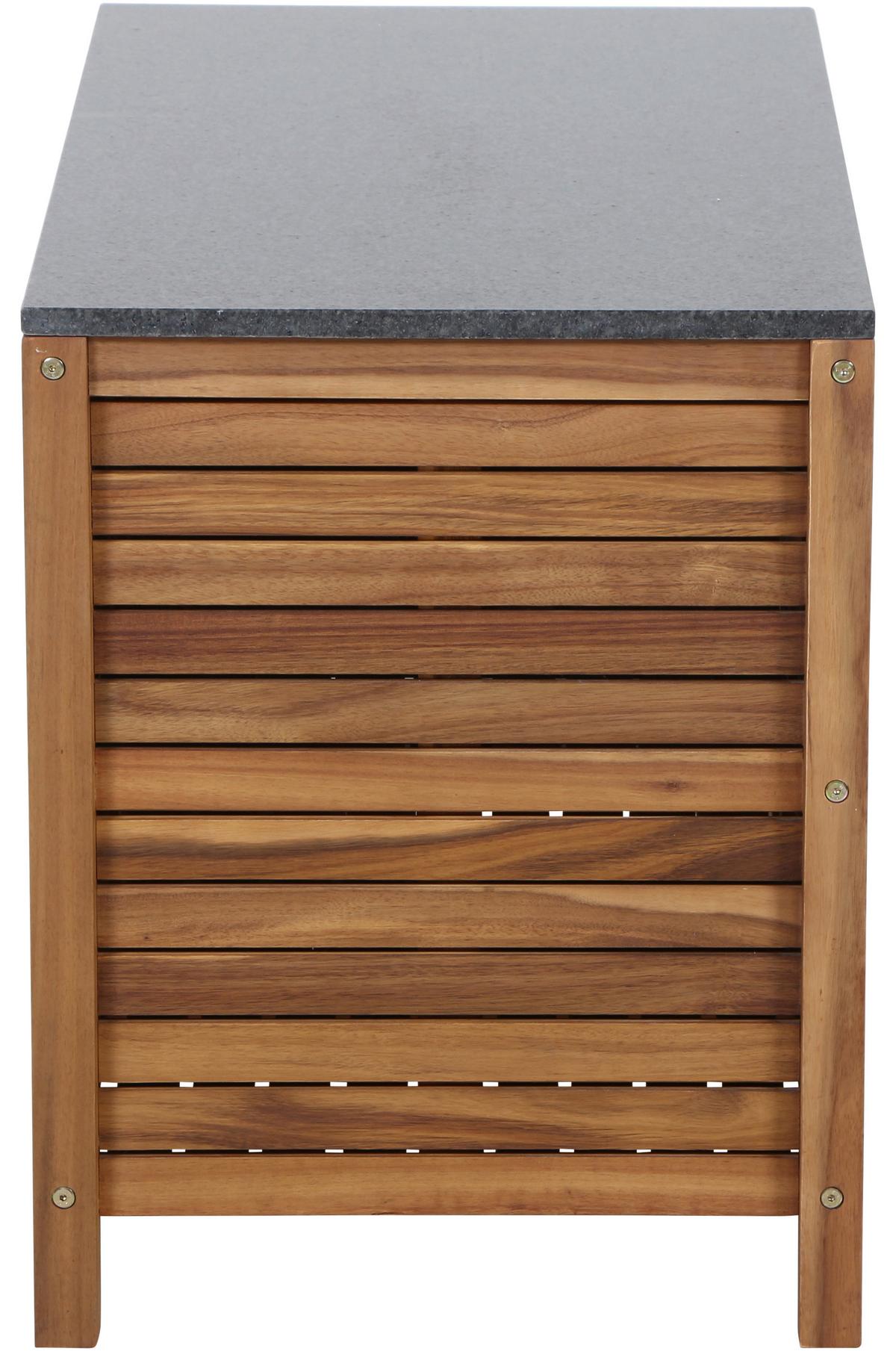 Outdoorküche L19600 - Schwarz/Akaziefarben, MODERN, Holz/Stein (100/67/50cm) - Siena Garden