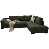 Ecksofa mit Schlaffunktion Alvito Dunkelgrün Kord - Dunkelgrün/Beige, Design, Textil (298/202cm) - MID.YOU