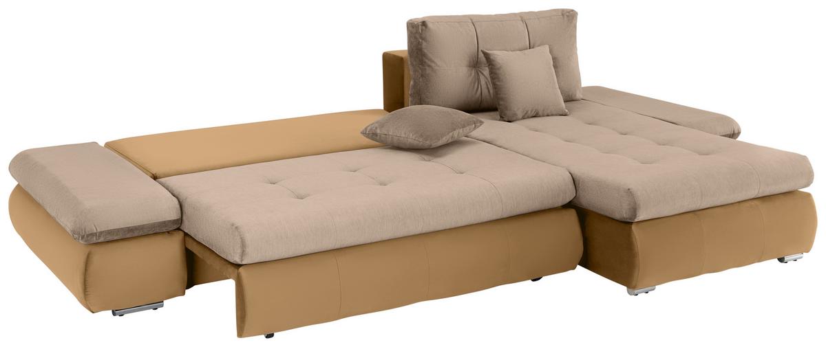 Rohová sedačka ENRICO, oboustranná, béžová - černá/barvy chromu, Konvenční, kov/textil (303/88/185cm) - Based