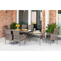 Gartengarnitur 13-Tlg Sevilla Kunststoff/Aluminium mit Kissen - Braun, MODERN, Glas/Kunststoff - Gardenson