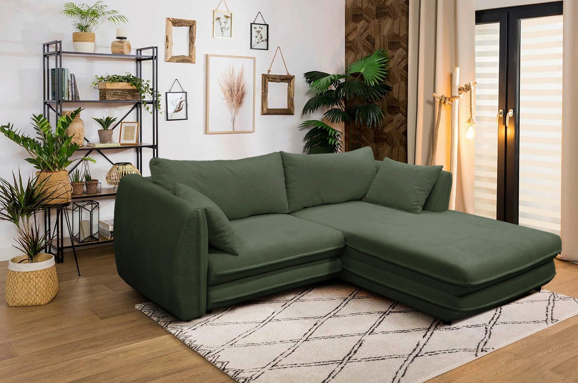 Ecksofa Vivaldi Grün S: 240x201 cm - Schwarz/Grün, Design, Textil (240/201cm) - MID.YOU