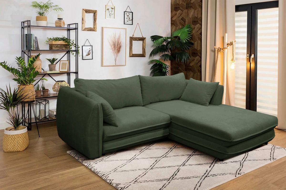 Ecksofa Vivaldi Grün S: 240x201 cm - Schwarz/Grün, Design, Textil (240/201cm) - MID.YOU