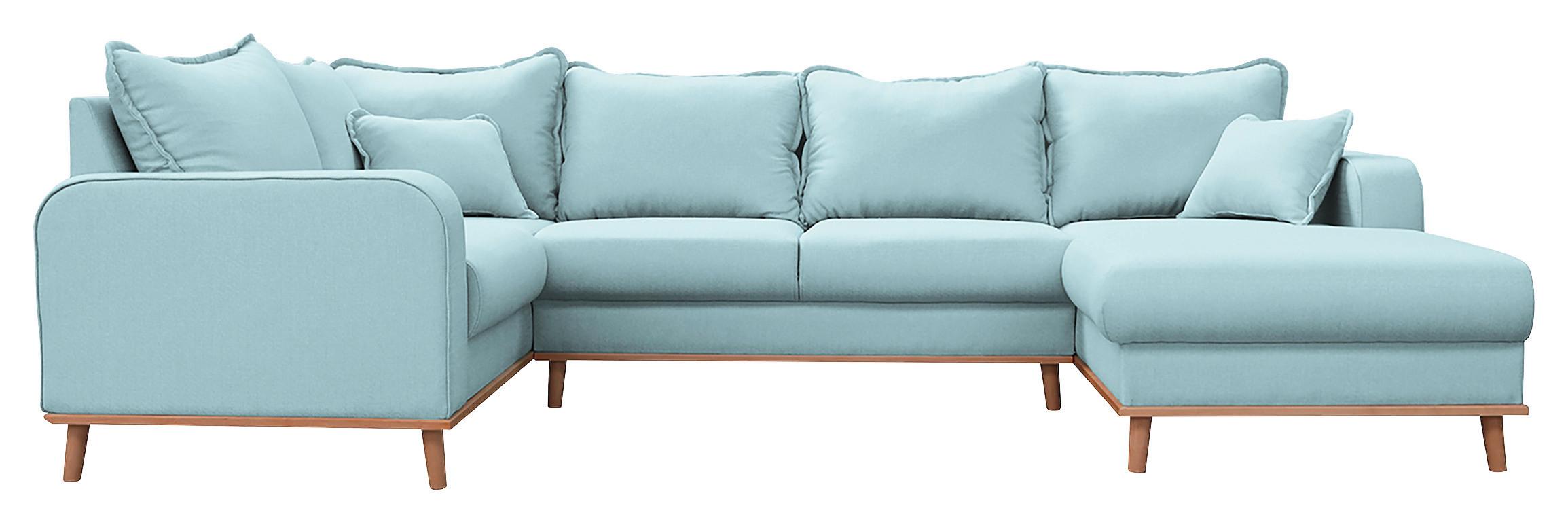 Wohnlandschaft Beata Hellblau U:167x296x170cm - Wengefarben/Hellblau, Design, Textil (167/296/170cm) - Livetastic