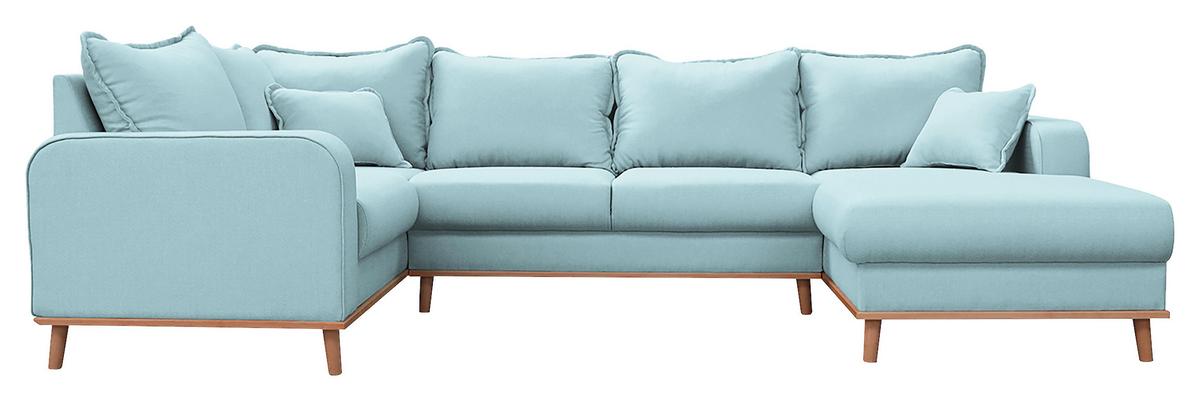 Wohnlandschaft Beata Hellblau U:167x296x170cm - Wengefarben/Hellblau, Design, Textil (167/296/170cm) - Livetastic