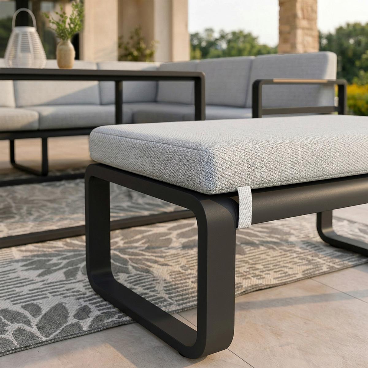 JEDÁLENSKÁ TERASOVÁ SÚPRAVA ARUBA - čierna/farba hrušky, Modern, kov/textil - Bessagi Garden