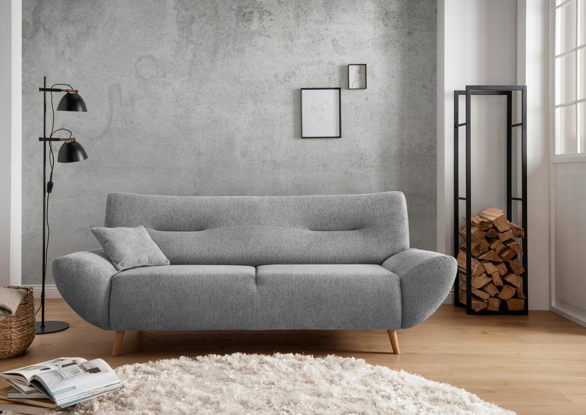 3-Sitzer-Sofa Drago Silberfarben S: 205/90 cm - Wildeiche/Silberfarben, MODERN, Holz/Textil (205/81/90cm) - MID.YOU