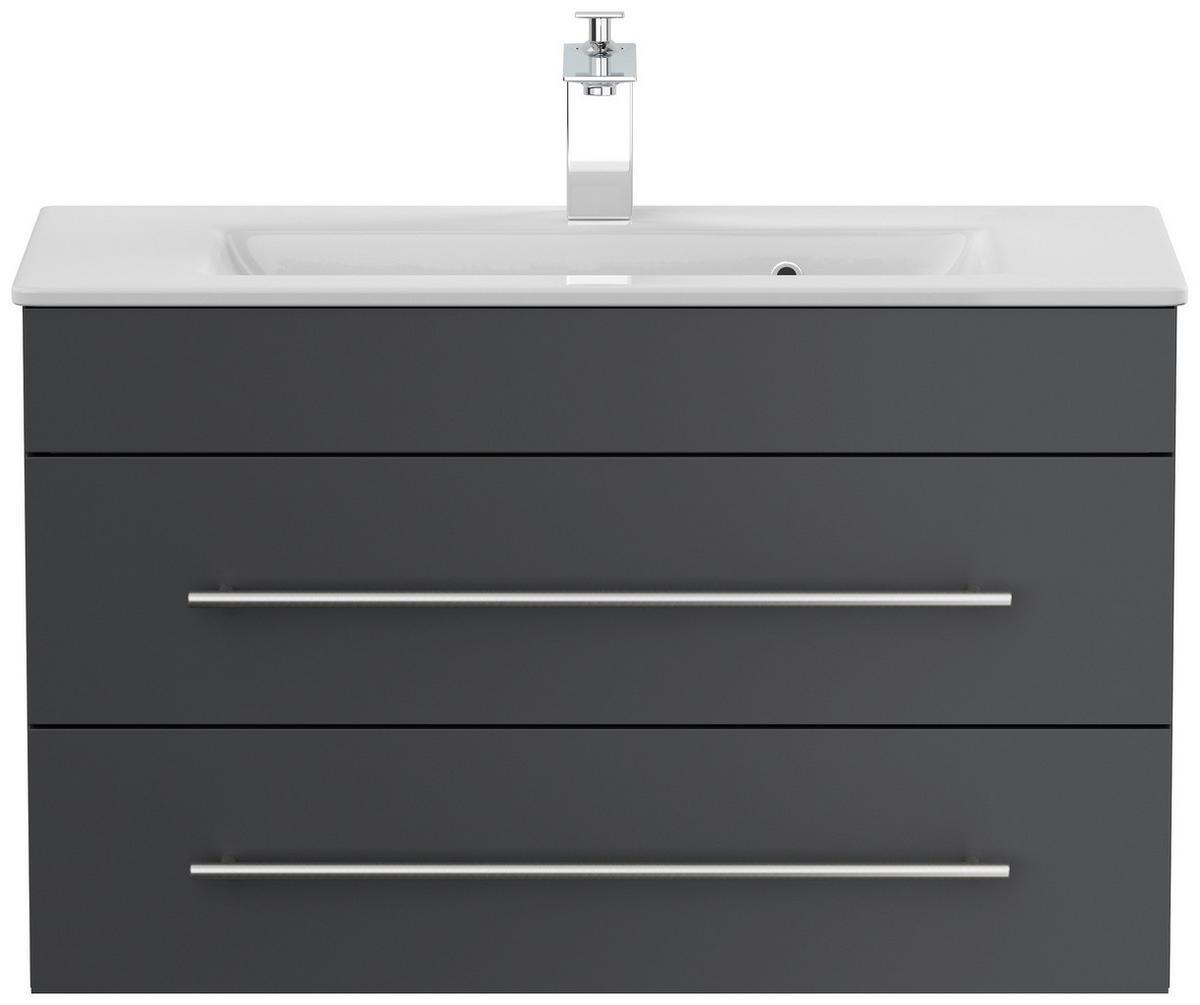 Badezimmer Portus Graphitfarben B: 80,4cm - Graphitfarben/Weiß, MODERN, Keramik/Holzwerkstoff (80,4cm) - MID.YOU