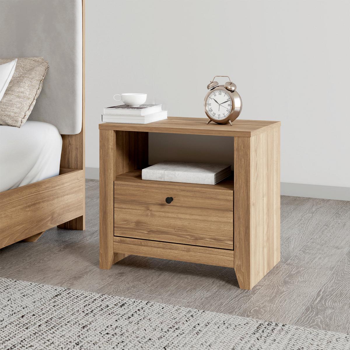 NACHTTISCH Bled Walnussfarben B: 55cm - Walnussfarben/Weiß, Design, Holzwerkstoff (55/35/50cm) - Livetastic