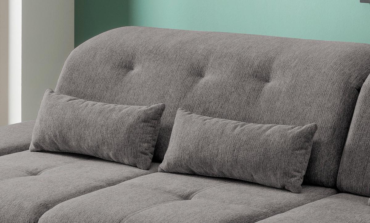 Ecksofa mit Schlaffunktion Dalida Graubraun Chenille - Chromfarben/Graubraun, Design, Textil (300/196cm) - Livetastic