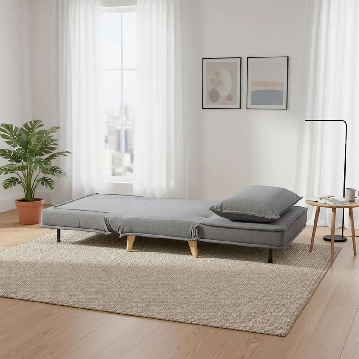 Rozkládací křeslo LAYLA, tmavě šedá - tmavě šedá/přírodní barvy, Moderní, dřevo/textil (104/92/84cm) - P & B