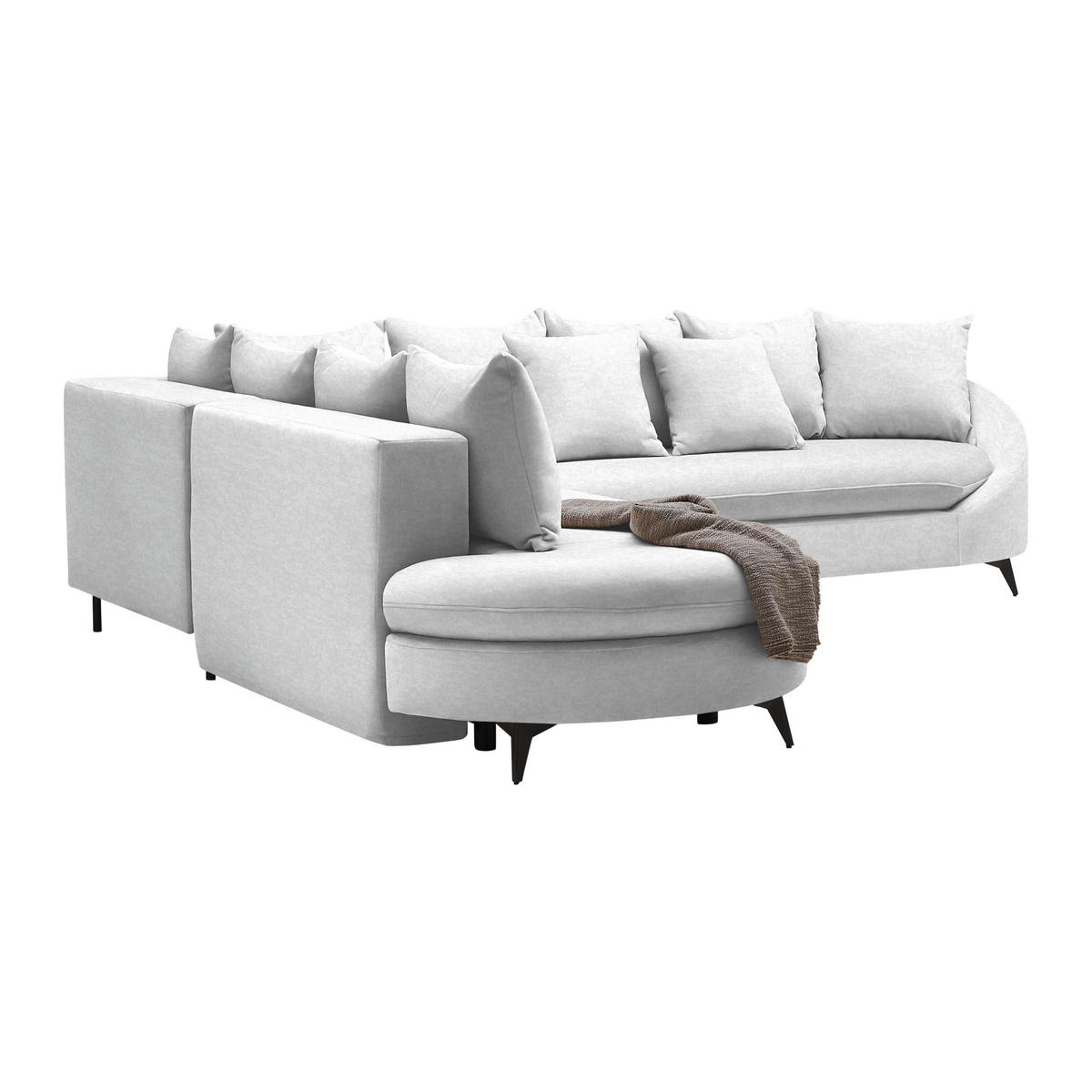 Rohová sedačka AXEL, levá, stříbrná žinylka - barvy stříbra/černá, Moderní, kov/textil (250/291cm) - Mömax