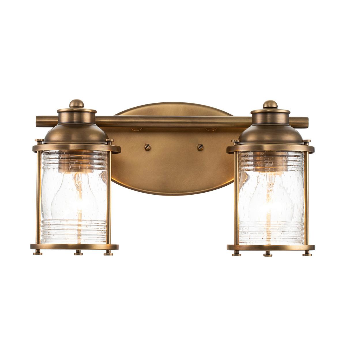 Fürdőszobai Falilámpa Qn-Ashlandbay2-Nbr-Bath - sárgarézszínű, Konventionell, üveg/fém (20,6/36,2/16,6cm) - Elstead Lighting