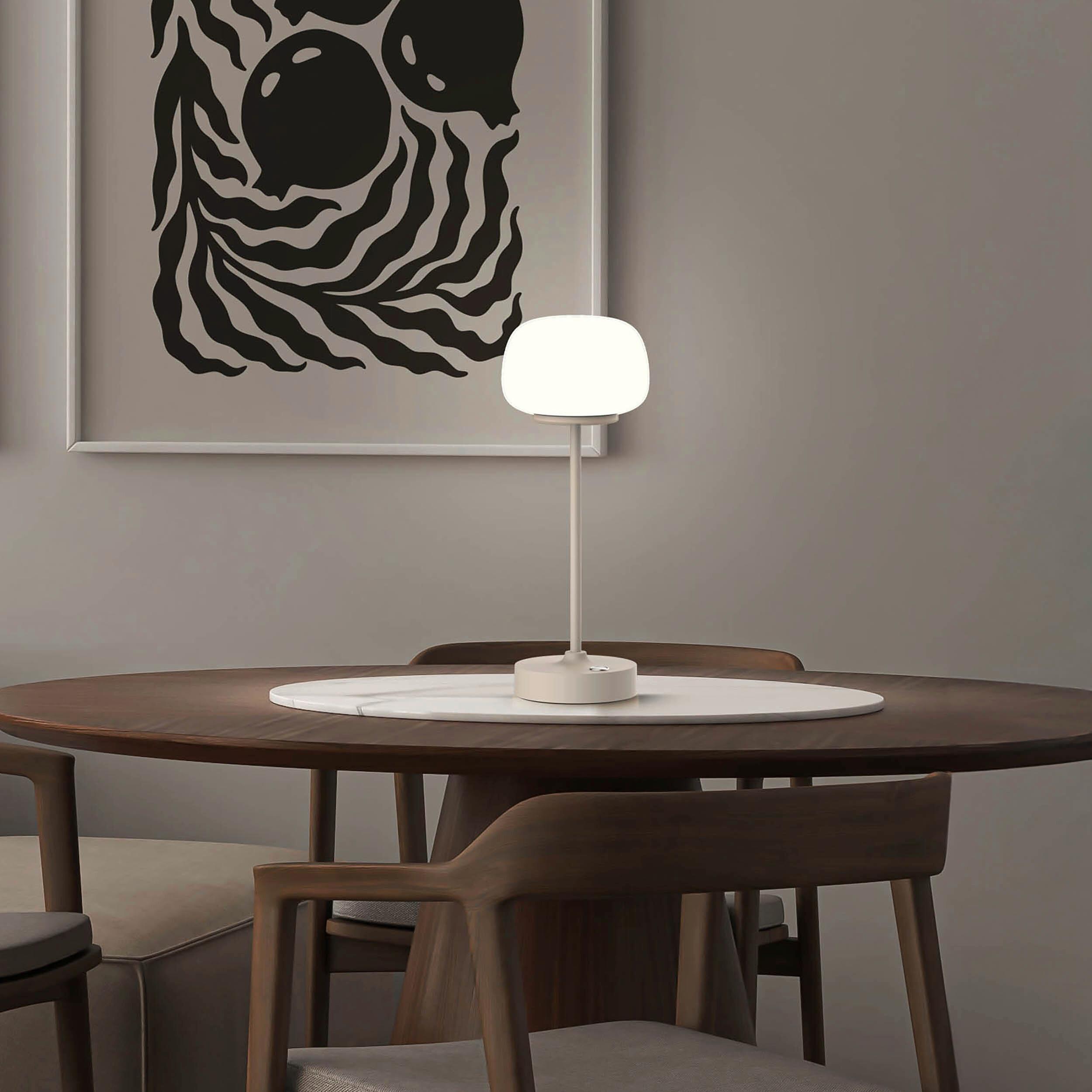 Akku-Tischleuchte 3199211 - Beige/Weiß, Design, Glas/Metall (9,1/10,6/27,8cm) - Näve