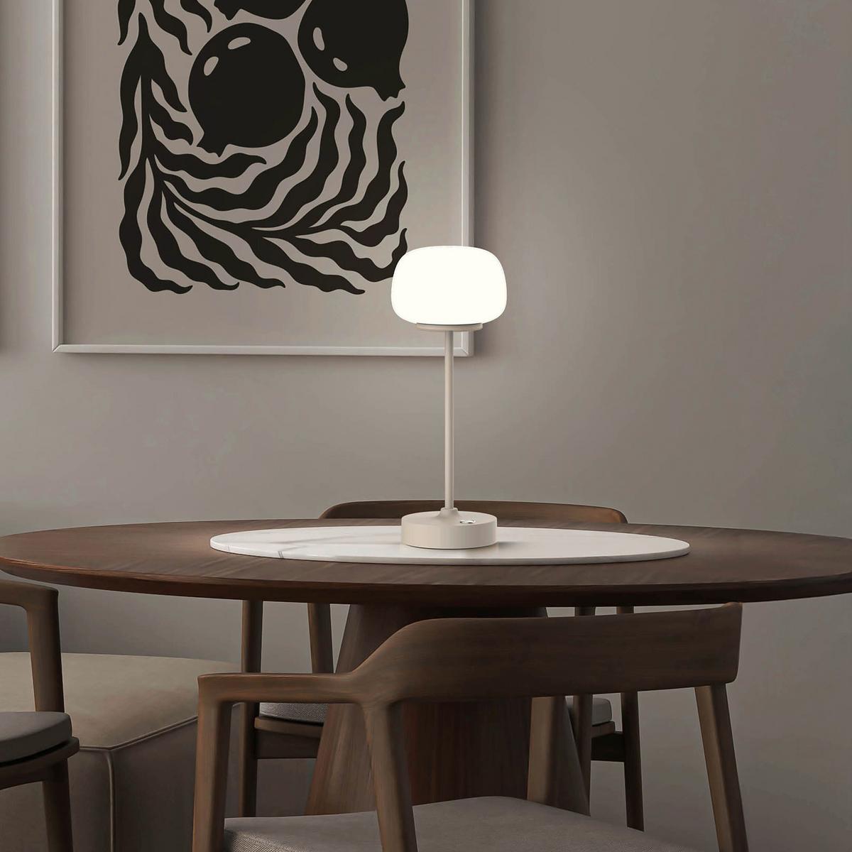 Akku-Tischleuchte 3199211 - Beige/Weiß, Design, Glas/Metall (9,1/10,6/27,8cm) - Näve