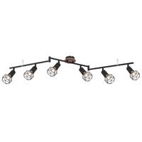 Strahler 6-flammig Verstellbar L: 116 Cm - Schwarz/Braun, Basics, Holz/Metall (116/10/24,5cm) - Globo