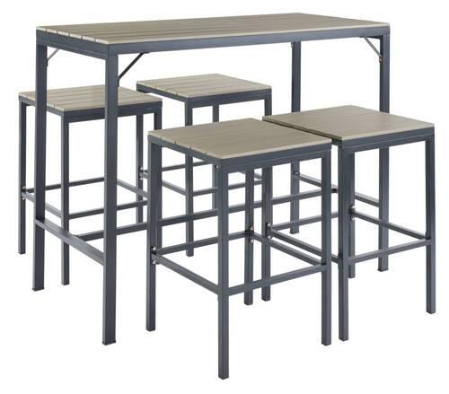 Gartengarnitur 5-Tlg. Oslo Stahlgestell - Dunkelgrau/Braun, MODERN, Kunststoff/Metall (130/110.5/60cm) - Luca Bessoni
