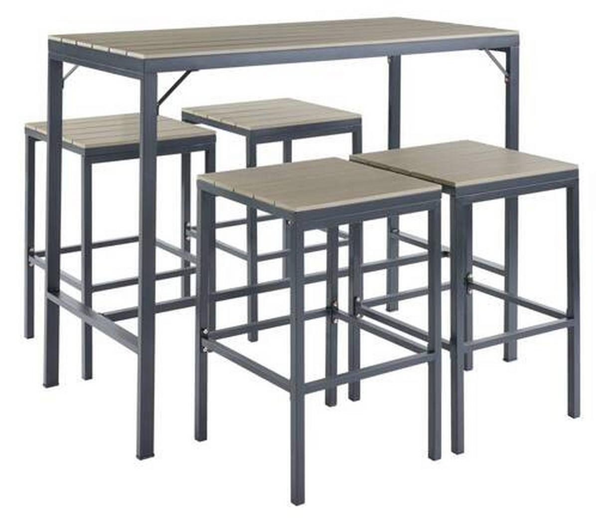Kerti Bárpultszett Oslo - barna/sötétszürke, Modern, műanyag/fém (130/110.5/60cm)