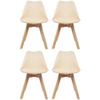 Stuhl-Set 4er Scandi Buche Dekor/Beige - Beige/Buchefarben, MODERN, Holz/Textil (48/87/56cm) - MID.YOU