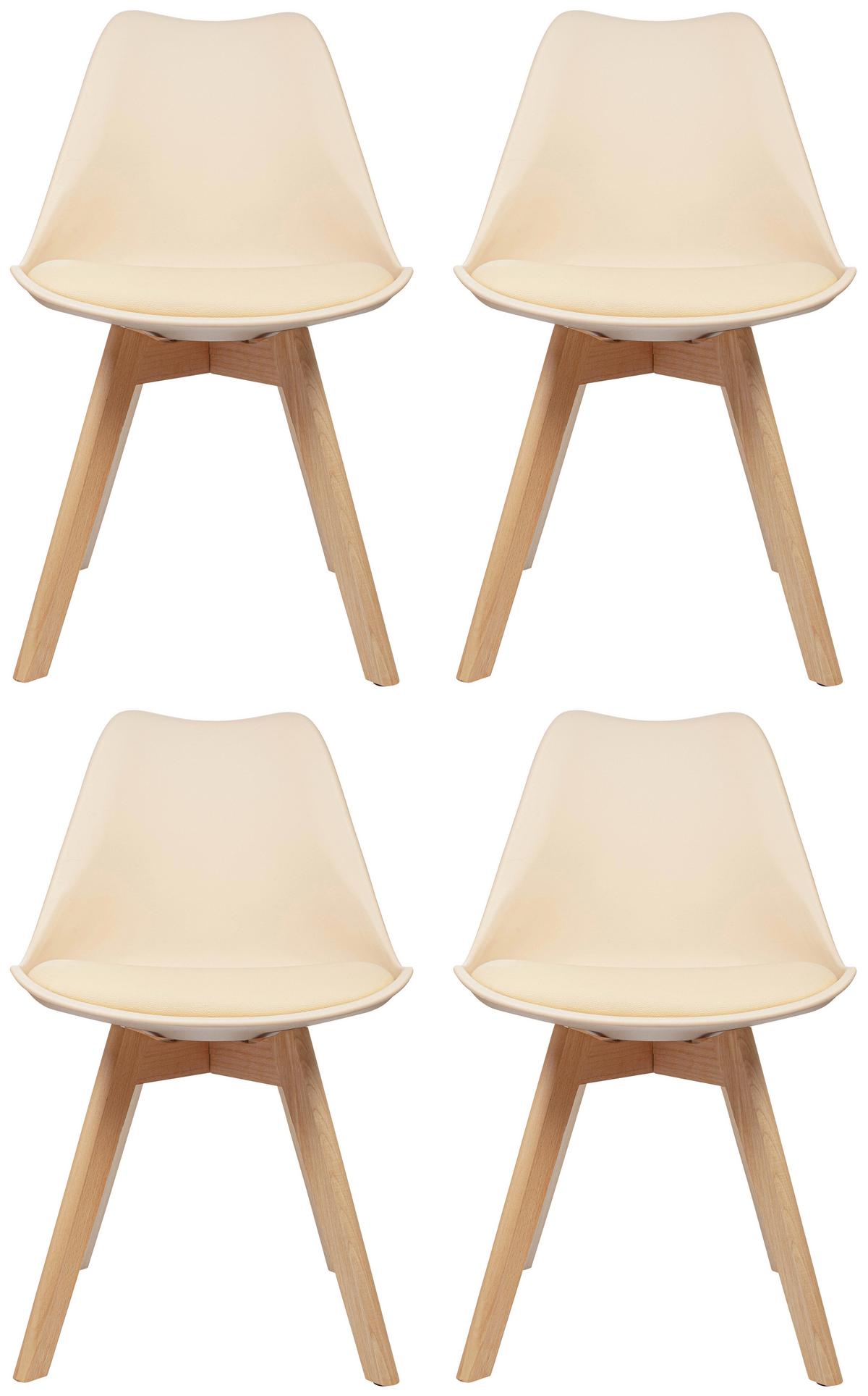 Stuhl-Set 4er Scandi Buche Dekor/Beige - Beige/Buchefarben, MODERN, Holz/Textil (48/87/56cm) - MID.YOU