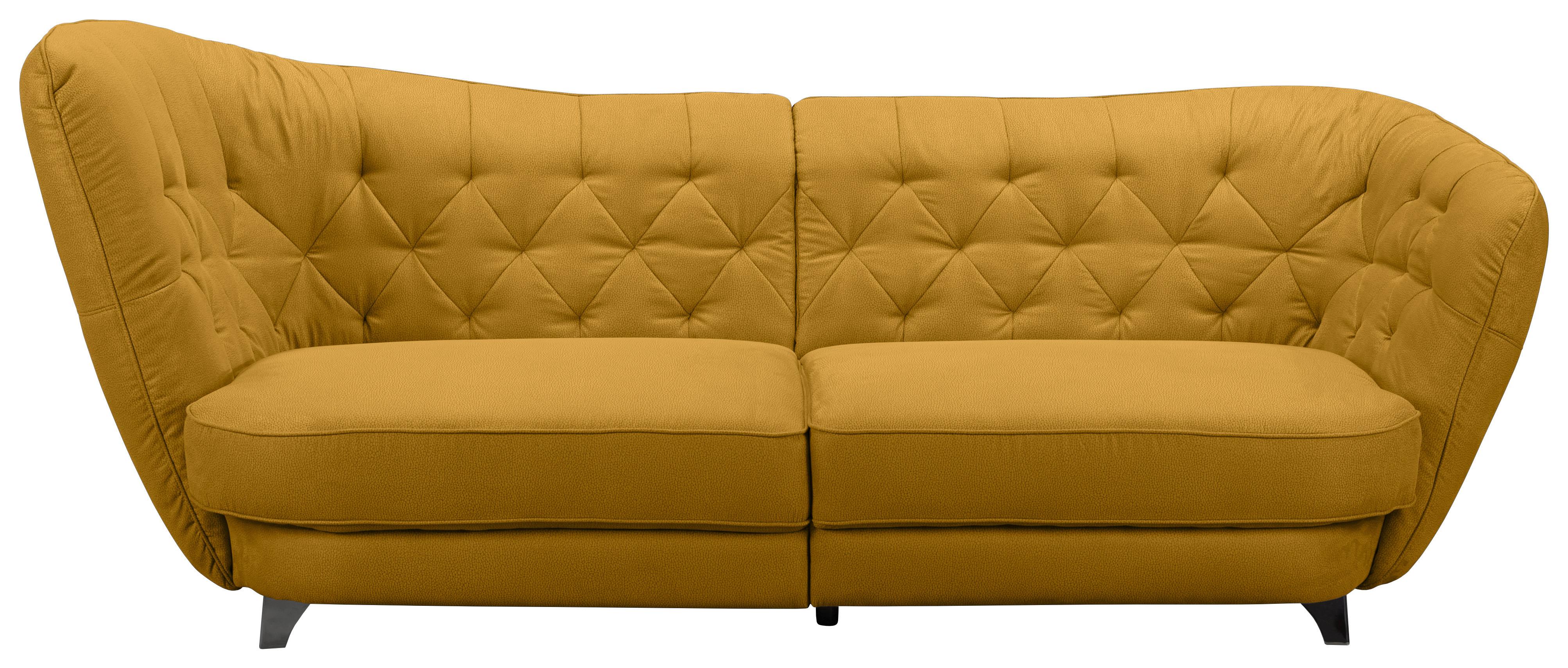 Big Sofa mit echtem Rücken Retro B: 256 cm Currygelb - Chromfarben/Currygelb, MODERN, Textil (256/85/115cm) - MID.YOU