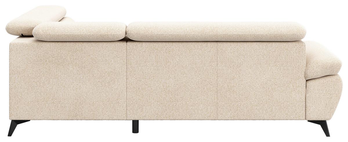 Ecksofa mit Bettfunktion Hudson, Chenille beige - Beige/Schwarz, KONVENTIONELL, Textil (256/207cm) - Sembella