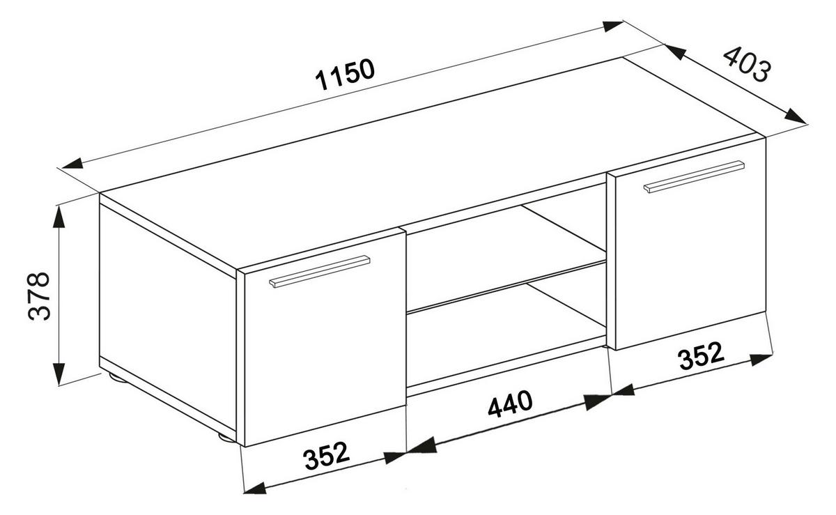 Nízká komoda Jusa š: 115cm, černá - černá/barvy hliníku, Moderní, kov/kompozitní dřevo (115/40/36cm) - MID.YOU