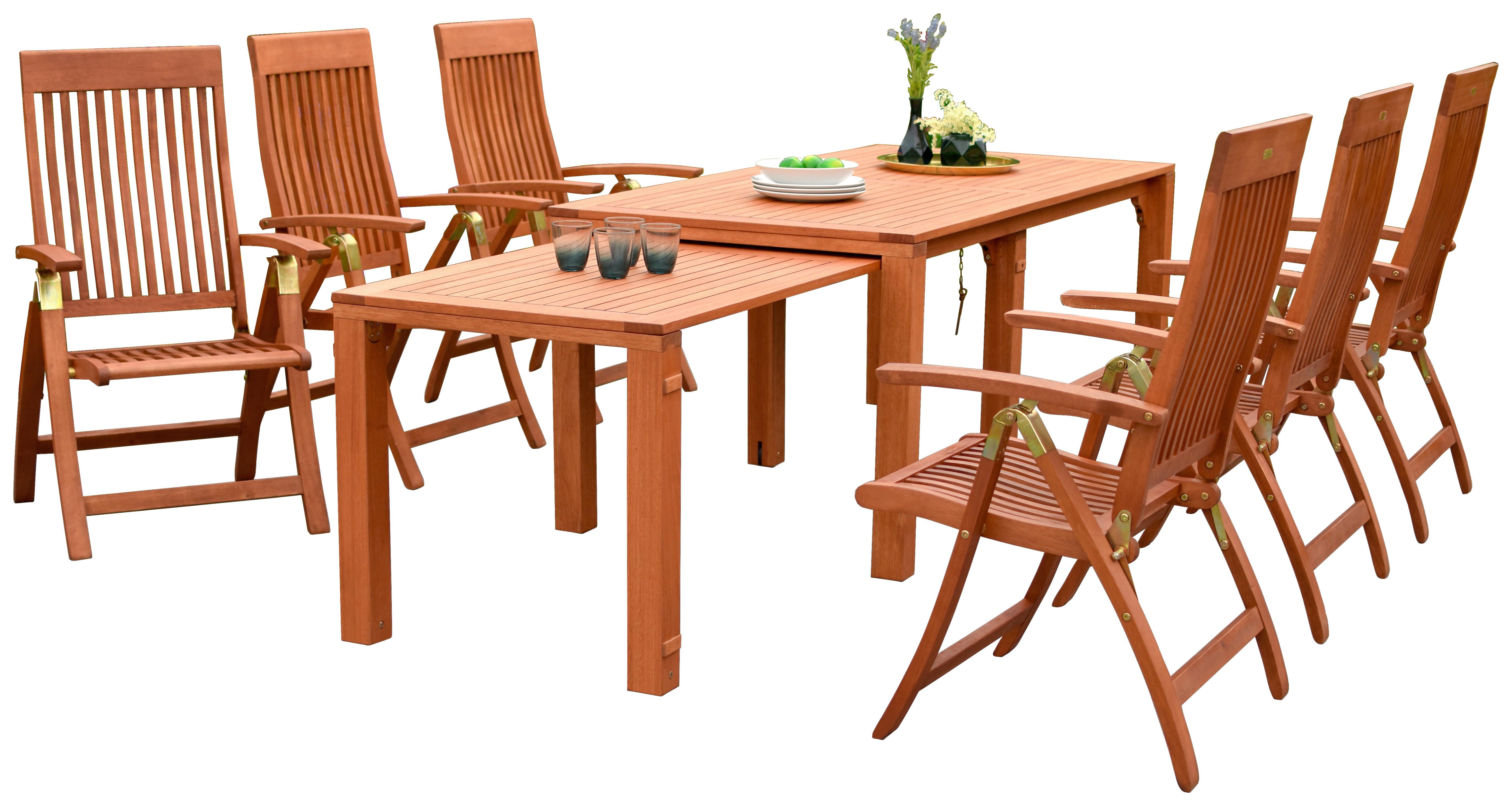 Gartengarnitur Comodoro 7-tlg. Holz - Naturfarben, KONVENTIONELL, Holz - Gardenson