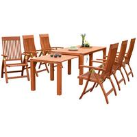 Gartengarnitur Comodoro 7-Tlg. Holz - Naturfarben, KONVENTIONELL, Holz - Gardenson