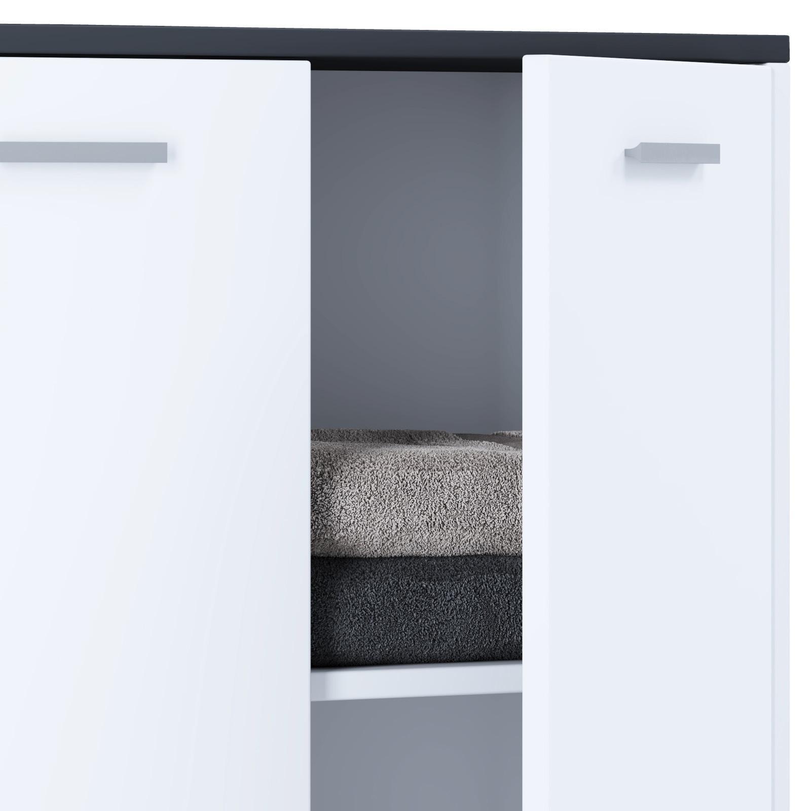 Kommode 60 cm Landos Weiß/Grau - Anthrazit/Weiß, MODERN, Holzwerkstoff (60/81/28cm) - MID.YOU