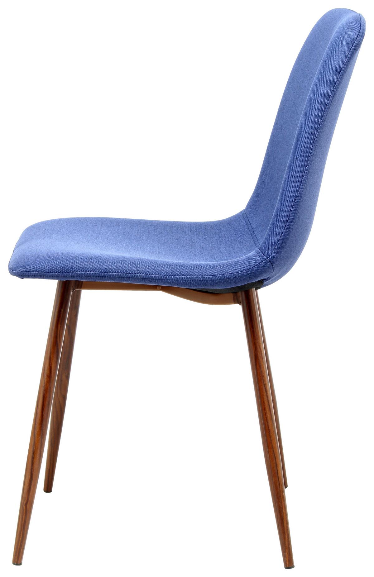 Stuhl-set Maggie 100 Blau - Blau/Braun, Design, Textil/Metall (46.5/84.5/55cm) - Kayoom