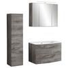 Badmöbel-Set 3-Tlg. Stockholm B: 110 cm Weiß/Eiche Dekor - Eichefarben/Eiche grau, KONVENTIONELL, Glas/Holzwerkstoff (110cm) - Held