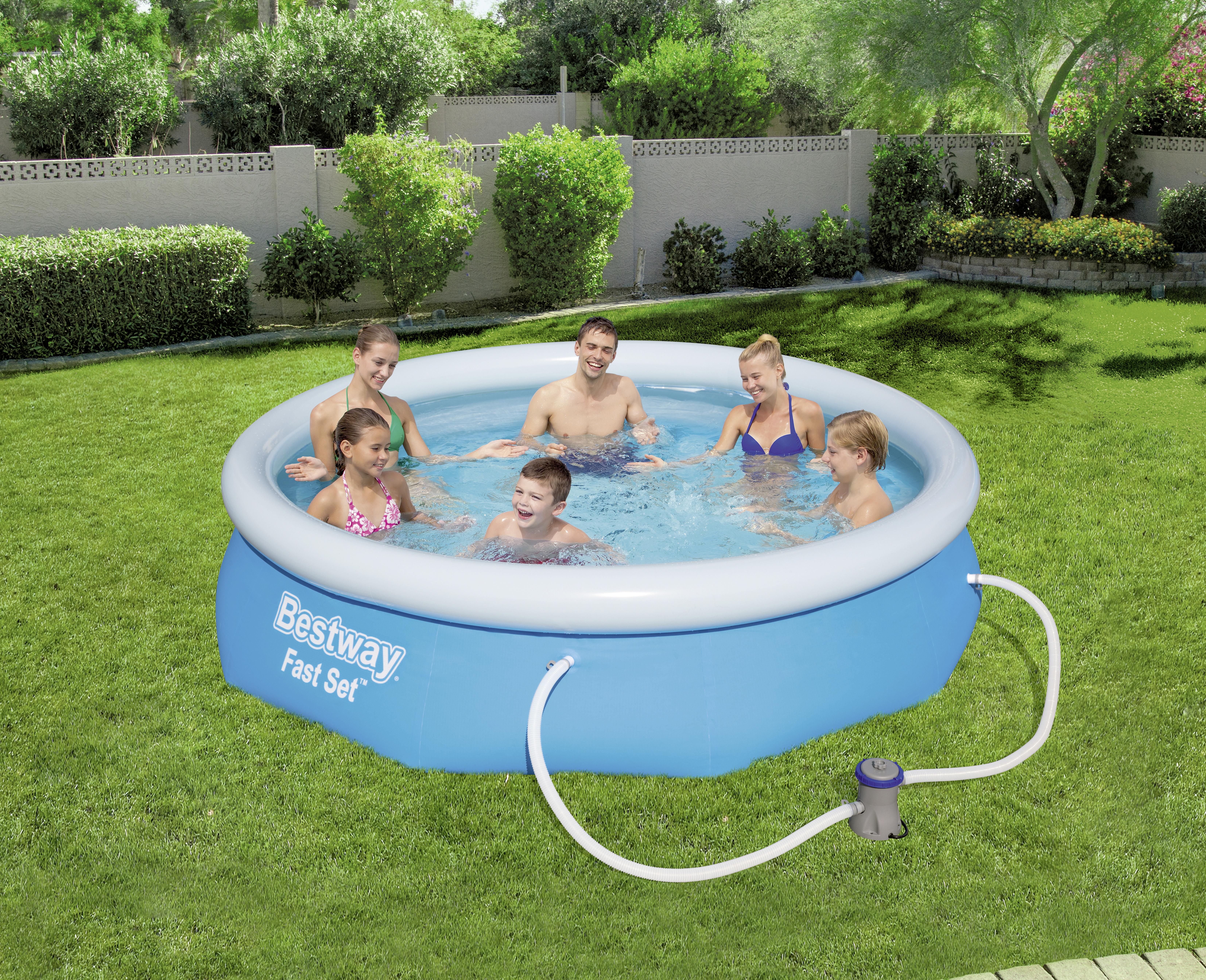 Aufstellpool Fast Set D/H: ca. 305/76 cm - Blau, Kunststoff (305/76cm) - Bestway