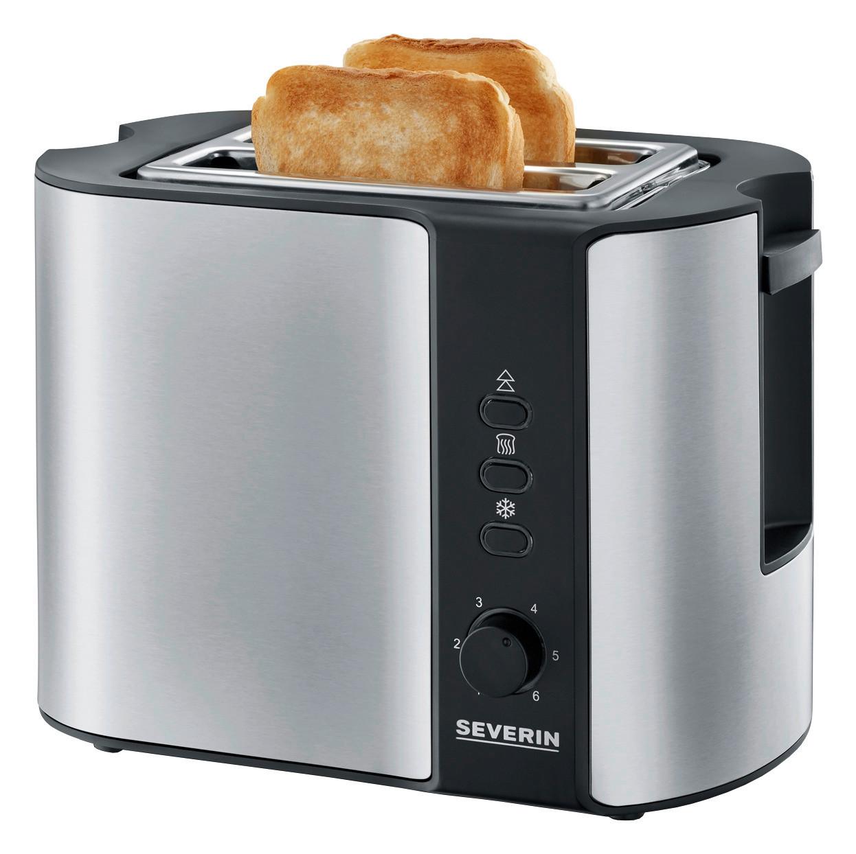 Toaster At2589 Mit Brötchenaufsatz - Silberfarben/Schwarz, MODERN, Metall (26,5/19,5/18cm) - Severin