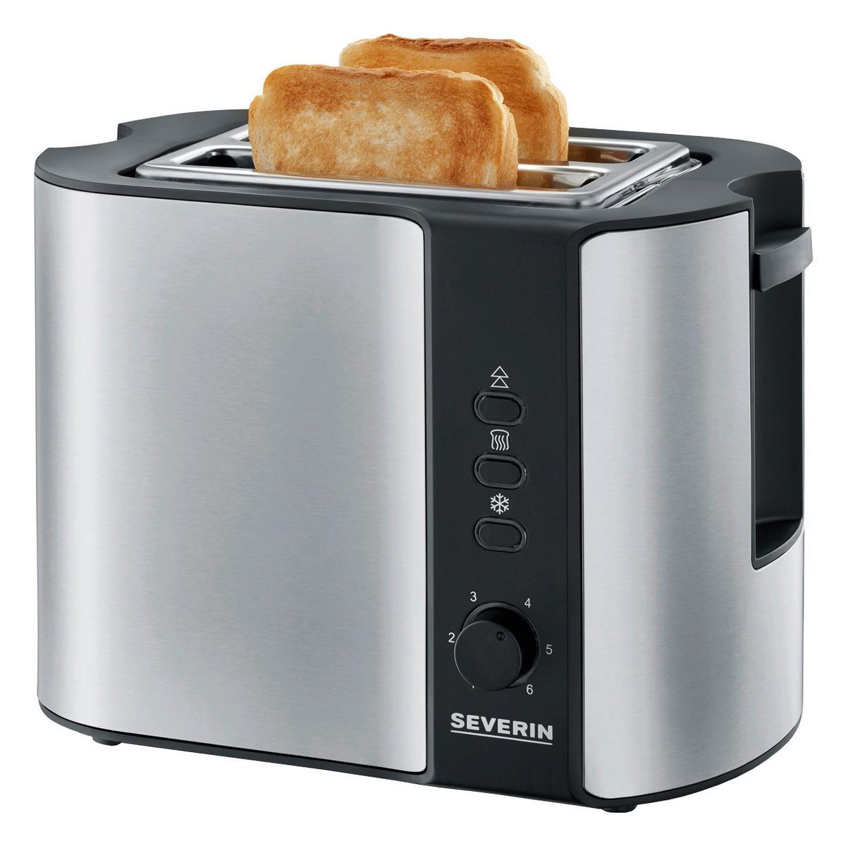 Toaster At2589 Mit Brötchenaufsatz - Silberfarben/Schwarz, MODERN, Metall (26,5/19,5/18cm) - Severin