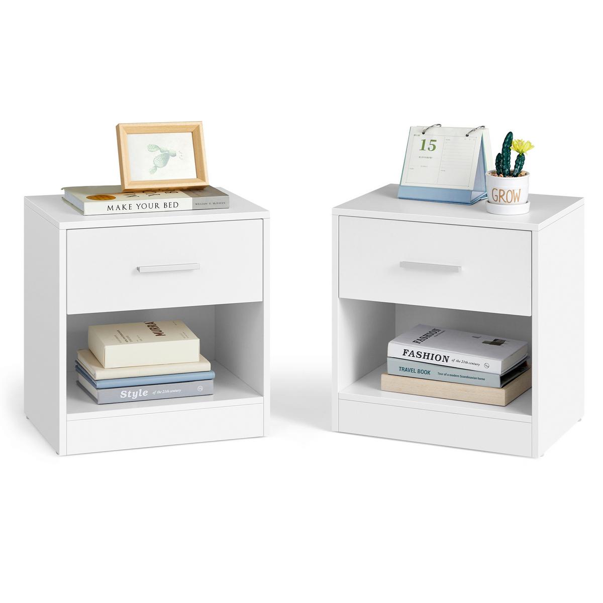 Nachttisch Nightstand - Weiß, MODERN, Holzwerkstoff (39/41/28cm) - MID.YOU