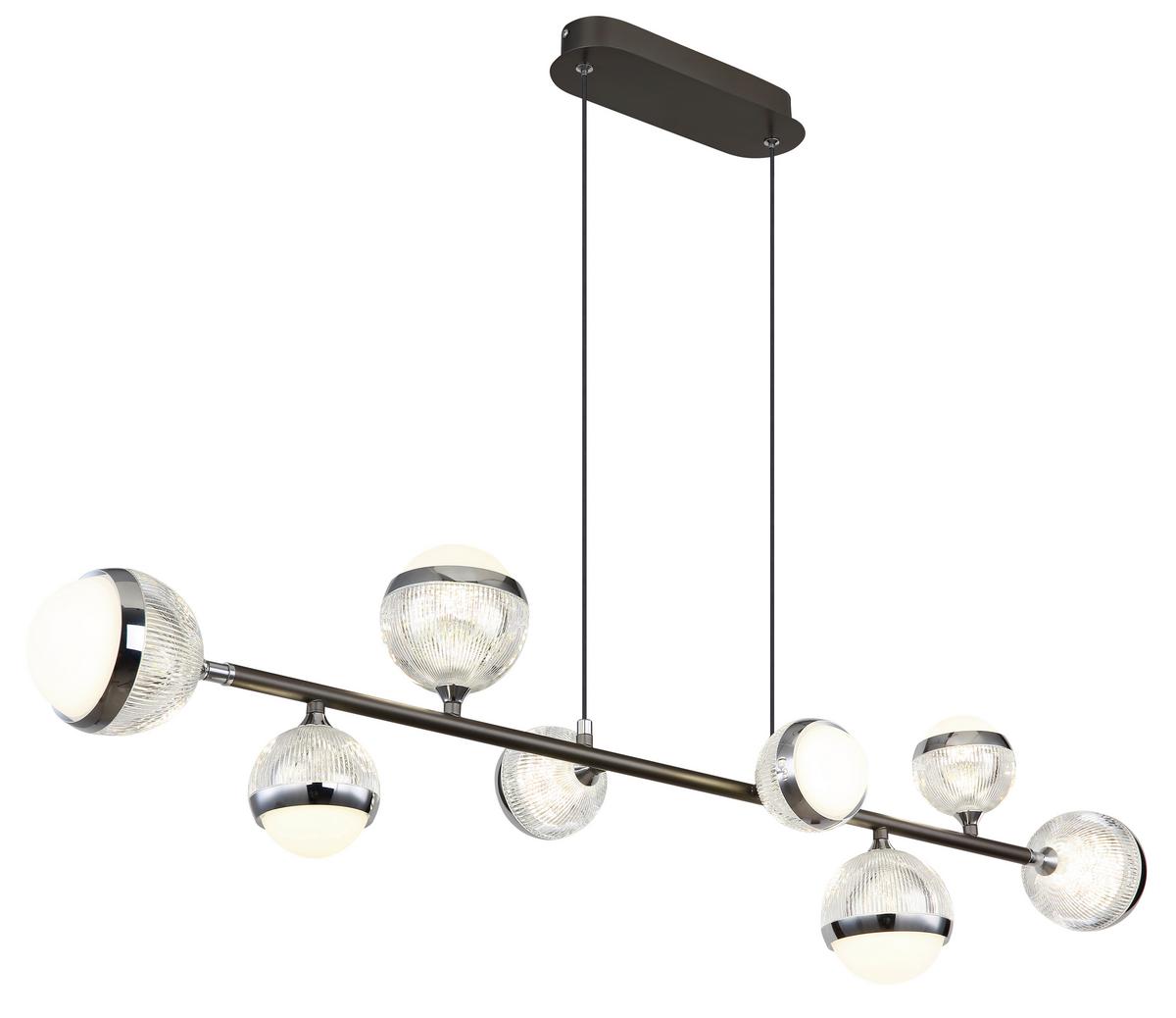 LED-Hängeleuchte 56011-8 - Klar/Chromfarben, KONVENTIONELL, Kunststoff/Metall (109/24/120cm) - Globo
