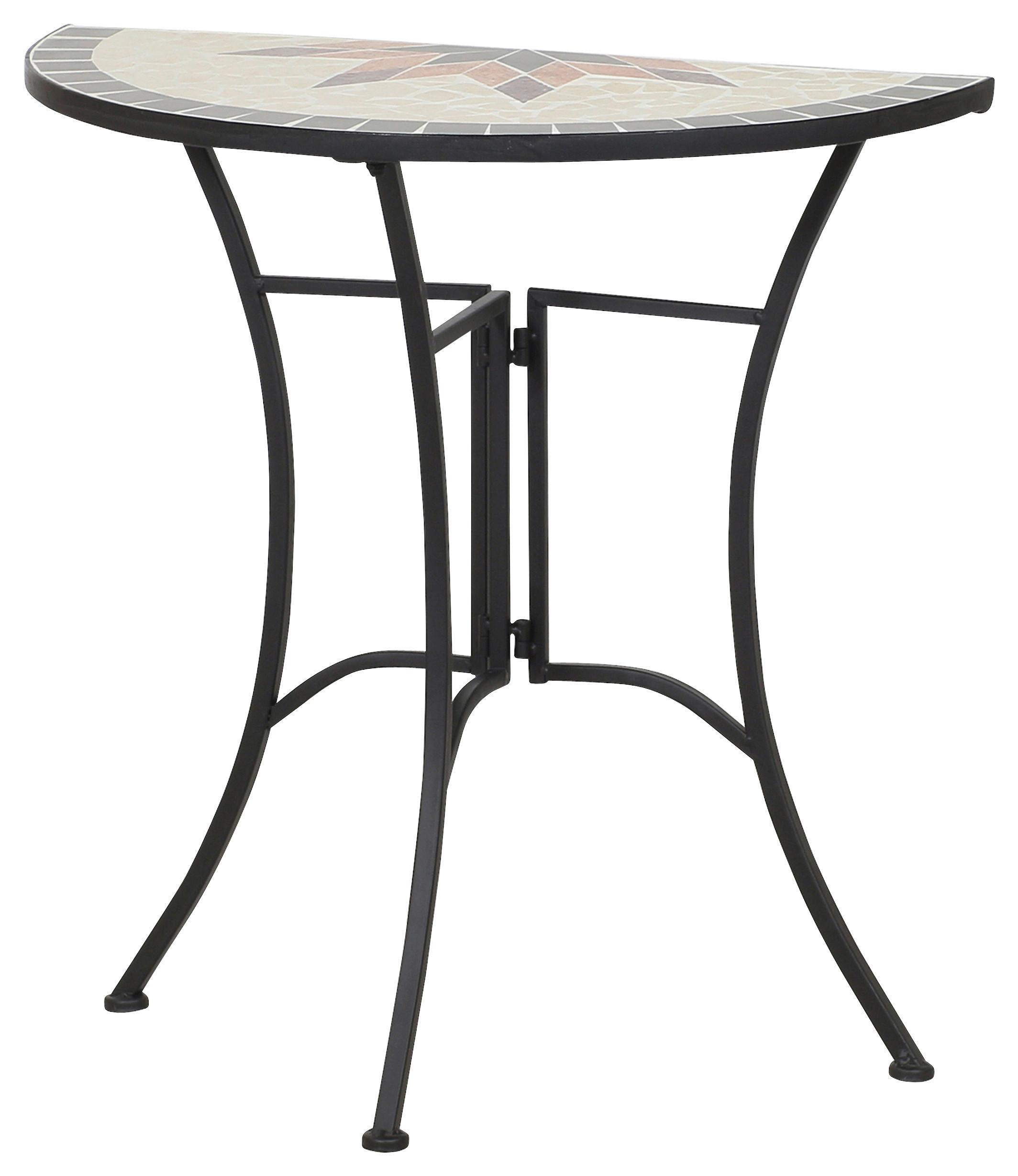 Gartentisch Keramik/Metall L 70 cm - Multicolor/Schwarz, MODERN, Keramik/Metall (70/35,5/71cm) - Siena Garden