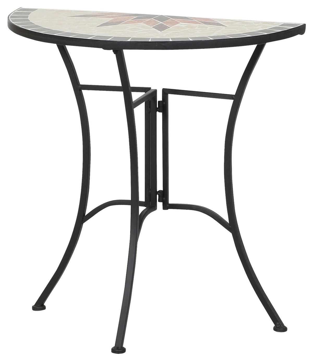 Gartentisch Keramik/Metall L 70 cm - Multicolor/Schwarz, MODERN, Keramik/Metall (70/35,5/71cm) - Siena Garden